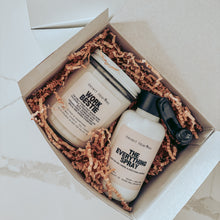 Load image into Gallery viewer, Desert Liberties fragrance set with a candle and spray bottle in a box on a light background