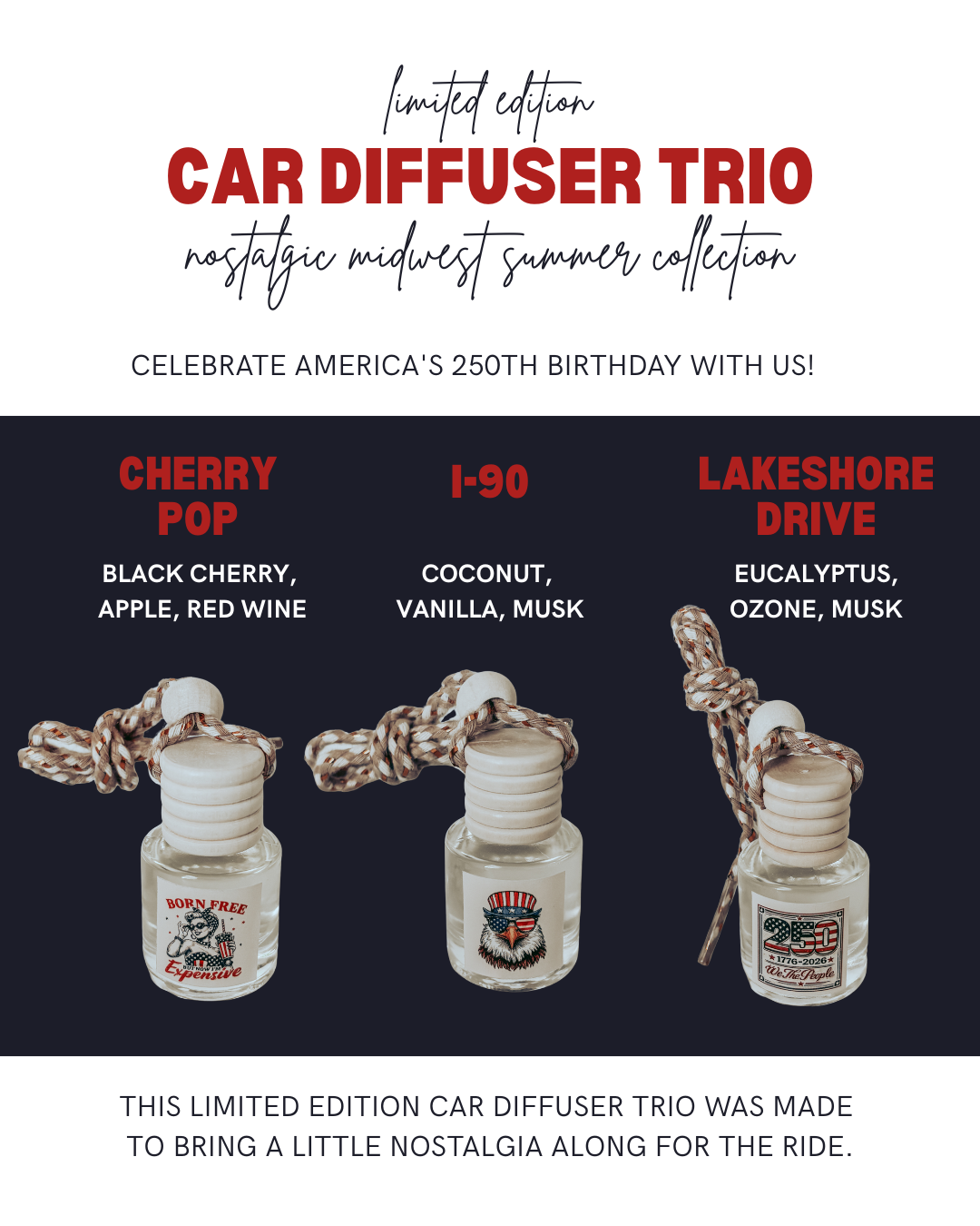 Car Diffuser Trio, Limited Edition 🇺🇸